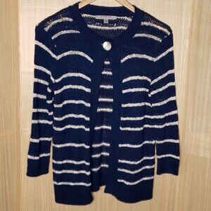 Marc New York Textured Blue White Stripe Cardigan